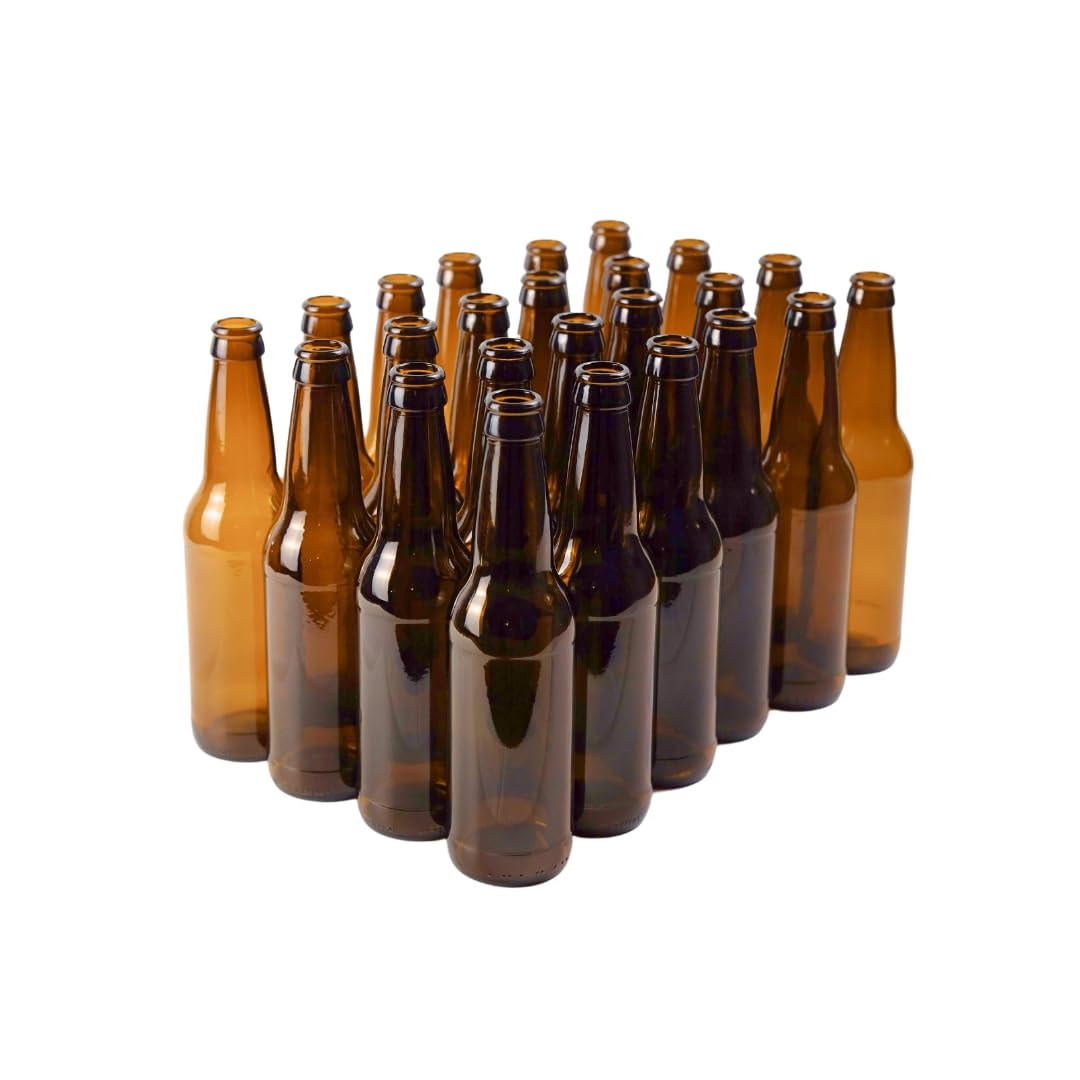 Amber Beer Bottles 12oz (Pack of 24) | Longneck Glass Beer Bottles with Pry-off