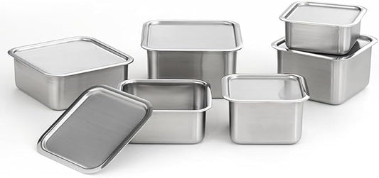 CuBE 6PCS Set Stainless Steel Food Storage Containers With Lids with 3 Net Kitchen Appliances Dishwasher Safe Premium South Korea