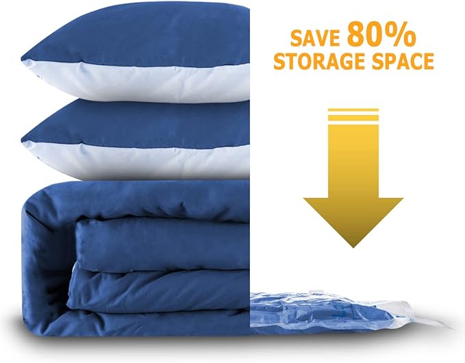 Vacuum Storage Bags 7 Jumbo, Space Saver Sealer Bags,Plastic Packaging Bags,Compression Bags for Clothes, Pillows, Comforters, Blankets, Bedding,No pump included