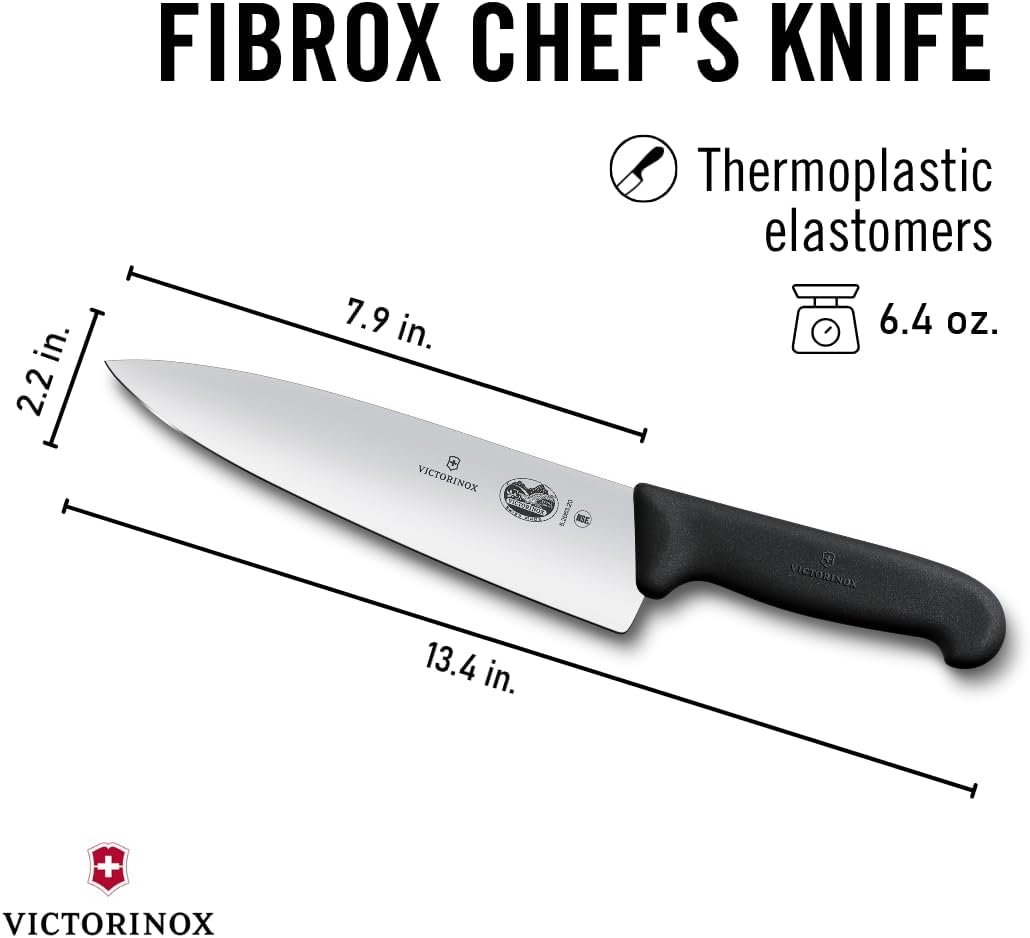 Fibrox Pro 8 Inch Chef’s Knife, Dishwasher Safe, Black – detail