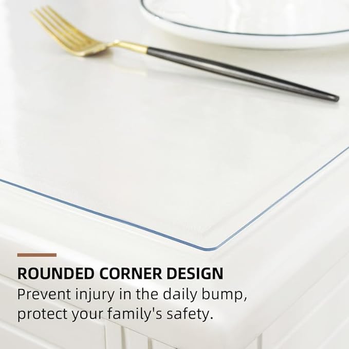 Warmstar Clear Table Cover Protector 30 x 48 Inch,1.5mm Thick Plastic Table Cover Rectangle,PVC Clear Table Protector,Desk Protector Mat for Kitchen, Dresser, Writing Desk，Dining Room Table