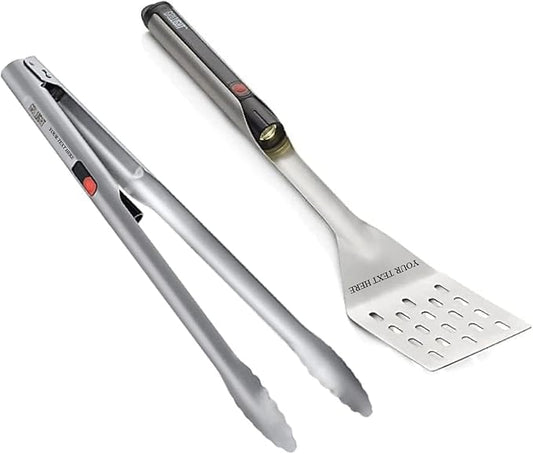 Grill Light 2-Piece Stainless Steel LED Spatula & Tong BBQ Grilling Set - Personalized, Engraved