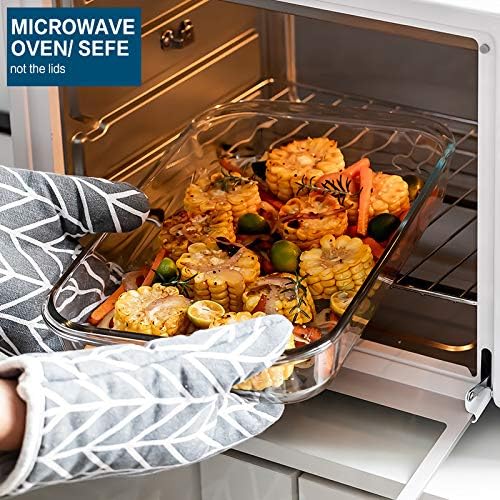 8 Piece Deep Glass Baking Dish with Lids, BPA free,Gray – set view