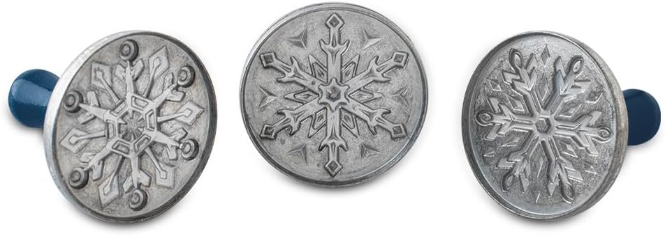 Snowflake Cookie Stamps (Set of 3), Sturdy Cast Aluminium Cookie Stamp Set – detail