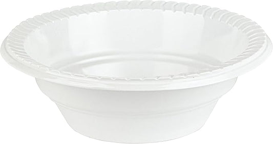PLASTICPRO Round Plastic 12 ounce Bowls Microwaveable, Disposable, White, Dinnerware 100 Count