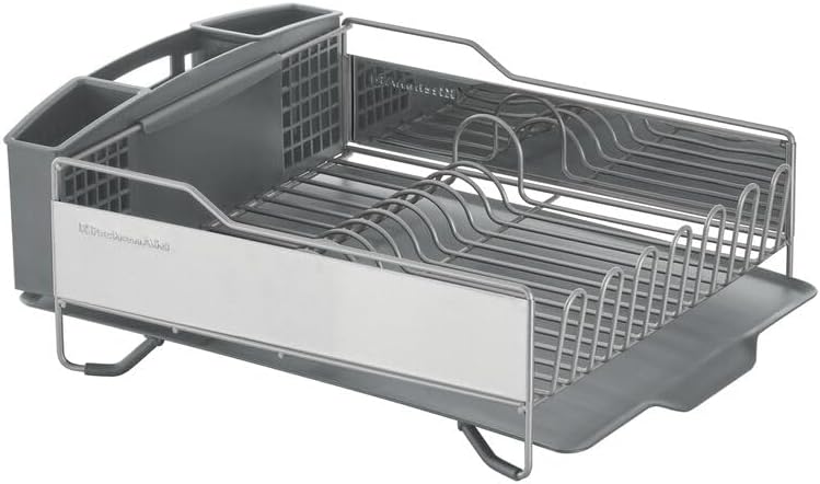 Large Capacity Full Size Rust Resistant Dish Rack with Angled Drain Board – size reference