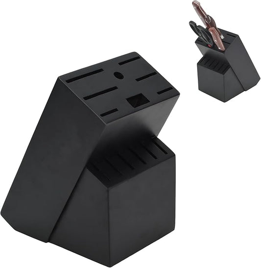 Wood Kitchen Knife Block, Universal Kitchen Knife Holder Kitchen Knife Storage Rack 14 Slots Knife Holder (Black)