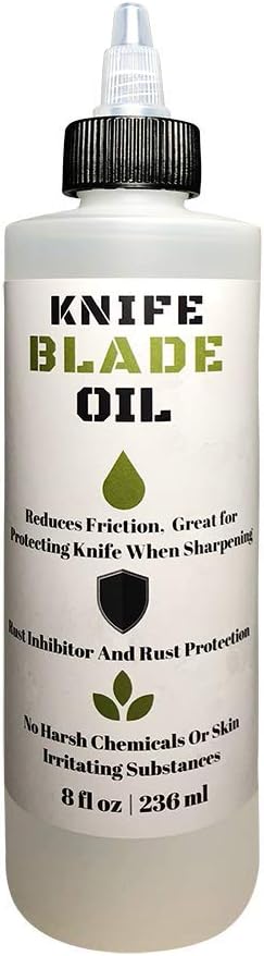 Premium Knife Blade Oil & Honing Oil - 8 Oz - Custom Formulated Food Safe Oil Protects Carbon Steel Knives & Sharpening Stone Ready…