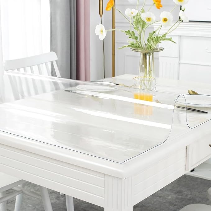Warmstar Clear Table Cover Protector, 48 x 60 Inch, 1.5mm Thick PVC, Rectangular, Desk & Dining Table Protector Mat