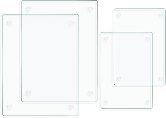 Tempered Glass Cutting Board for Kitchen, Clear Glass Board for Countertop, with Non-Slip Feet, Heat Resistant, Large Size 12x16" 2Pcs, Small Size 12x8" 2Pcs