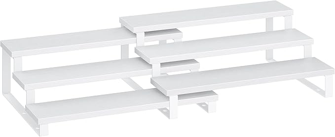 Spice Rack, 2-Pack Tiered Shelf in Snow and Cloud White