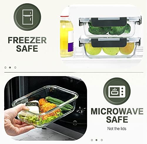 30 Pieces Glass Food Storage Containers Set with Lids, Gray – alternate view