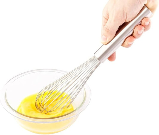 Restaurantware Met Lux 12 Inch x 2.5 Inch Baking Whisk, 1 With Ergonomic Handle Metal Whisk - Dishwasher-Safe, Corrosion-Resistant, Stainless Steel Whisk For Baking, For Whipping, Baking, Or Cooking