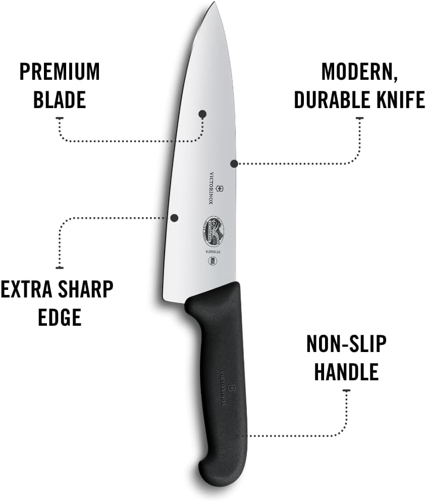 Fibrox Pro 8 Inch Chef’s Knife, Dishwasher Safe, Black – size reference