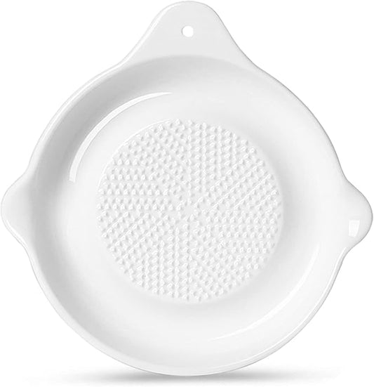ONTUBE Ceramics Grater Plate for Ginger, Garlic, Onion, Cheese, Lemon, Chocolate, Vegetables and Fruits for Kitchen, White (5.5" x 1 Pieces)