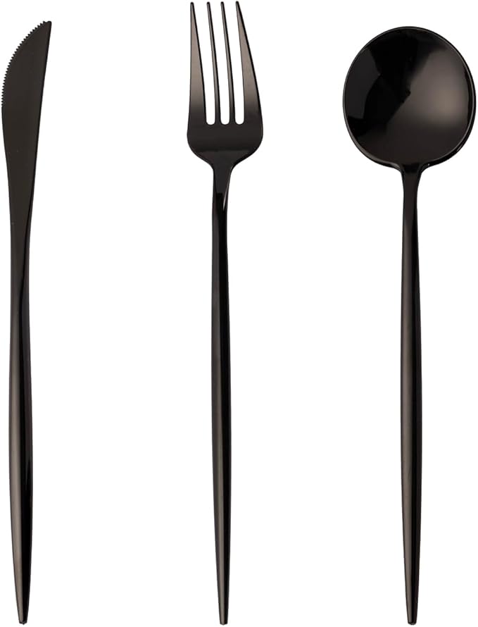 Forks Black Heavy Duty Disposable Silverware Set, 180 Pieces