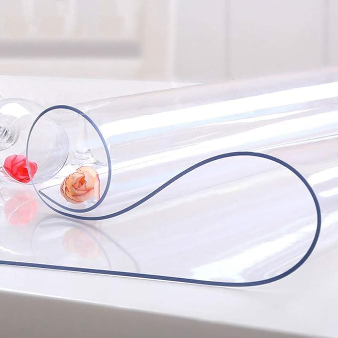 NECAUX Custom 34 x 48 Inch Clear Table Cover Protector, 1.5mm Thick Plastic Scratch Resistent Heavy Duty Desk Pad Mat Non-Slip Tablecloth Protector for Coffee Table, Sofa Table, Media Stand