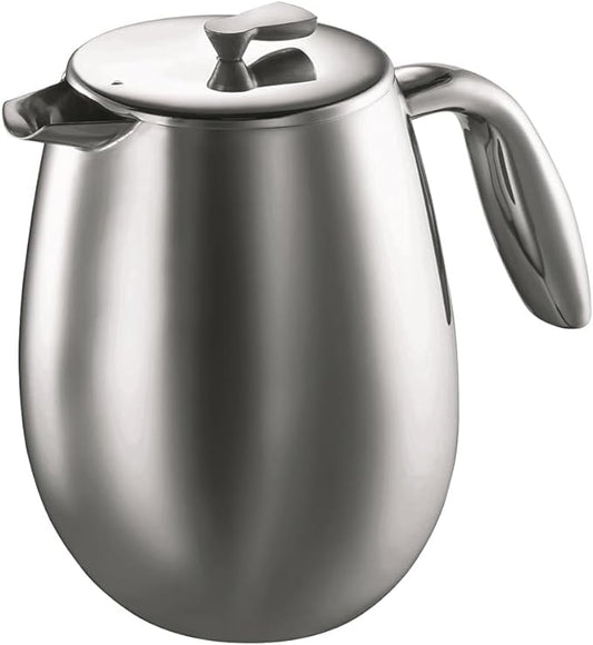 Bodum 51 oz Columbia Thermal French Press Coffee Maker, Insulated Double Wall Stainless Steel, Chrome