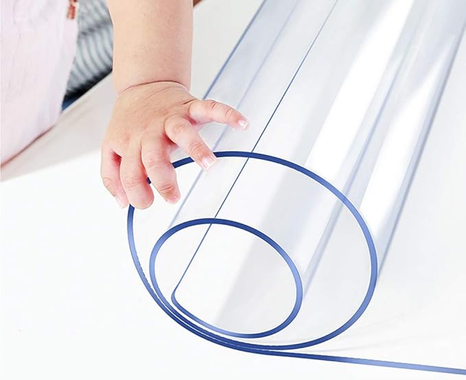 Wadrac Multisize Small PVC Clear Table Cover Top Protector-12x58 inch Water Resistant Anti Scratch Plastic Cloths Rectangular Vinyl Non-Slip Desk Pad for Children Painting Corner Table/Writing Desk
