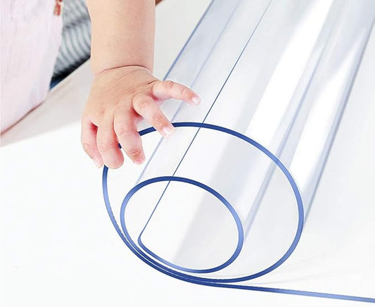 24x86 inch Clear Vinyl Table Protector Plastic Tablecloth Furniture Dining Room Thick Protective Desk Cover Mat PVC Tabletop Protection Pad Easy Clean Polyester Wipeable Cloth Rectangle 1.5mm Thick