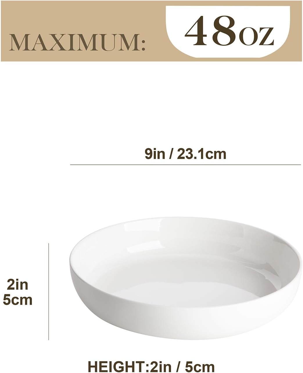 48 Oz Pasta Bowls Set of 4, Ceramic Salad Bowls, White – detail