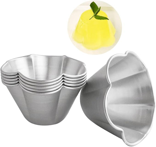 Aluminum Muffin Pans, Flower Shape Deep Egg Tart Mold, Jello Pudding Cup Molds, Baking Cupcake, Tartlets, 3.7" x 2" x 2.2" - 6 Pack