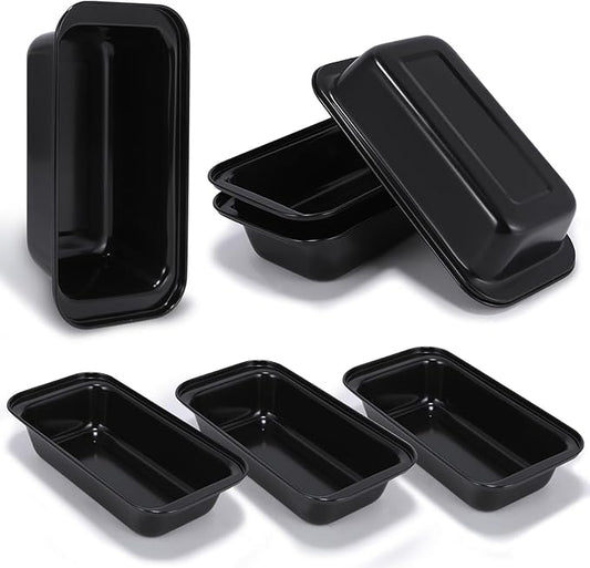 Yoehka 6 Pack Bread Pan Set, Non-Stick 8×4 Loaf Pans for Baking Homemade Bread, Sourdough, Brownies, Cake, Carbon Steel, Rectangle Baking Pans (Black)