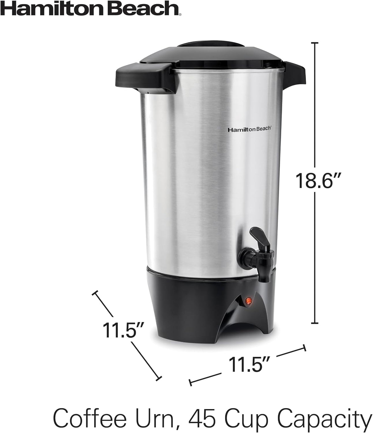 45 Cup Coffee Urn and Hot Beverage Dispenser, Silver – another angle