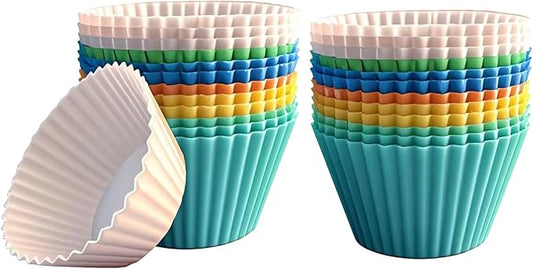 Silicone Baking Muffin Cups Cupcake Liners 24 Pack Non-stick Reusable Cake Molds