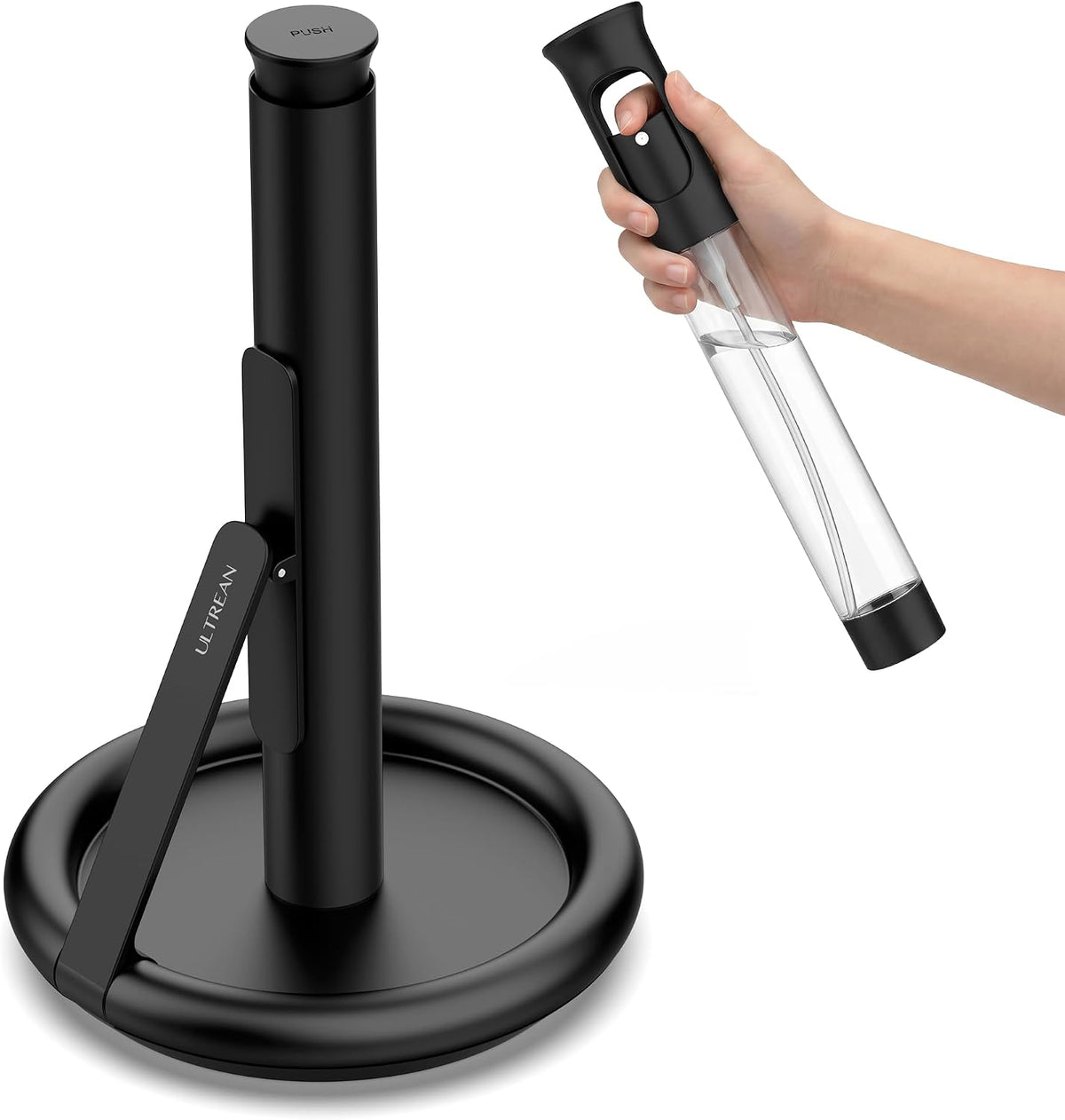 Paper Towel Holder with Spray Bottle, Countertop Freestanding Paper Towel