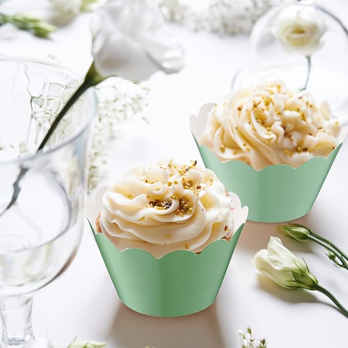 Baking Cups 100 Count Sage Green Cardboard Cupcake Liners
