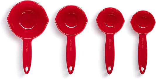 DEMDACO Nested Measuring Cups Baking and Cooking Essentials 4 Piece Set Melamine Red