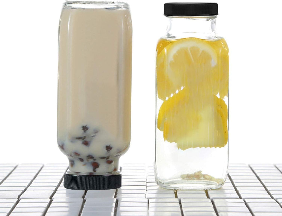 Vintage Water Bottles,Glass Drinking Bottles 16oz,Square Beverage 500ml – set view