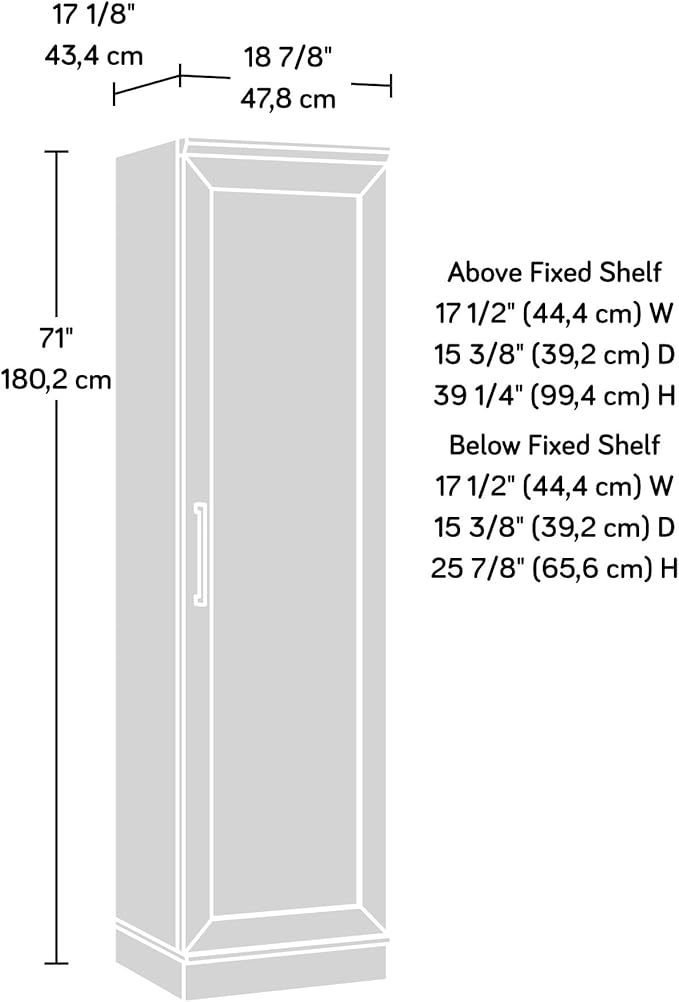 Pantry Storage Cabinet with Adjustable Shelves, Salt Oak Engineered Wood