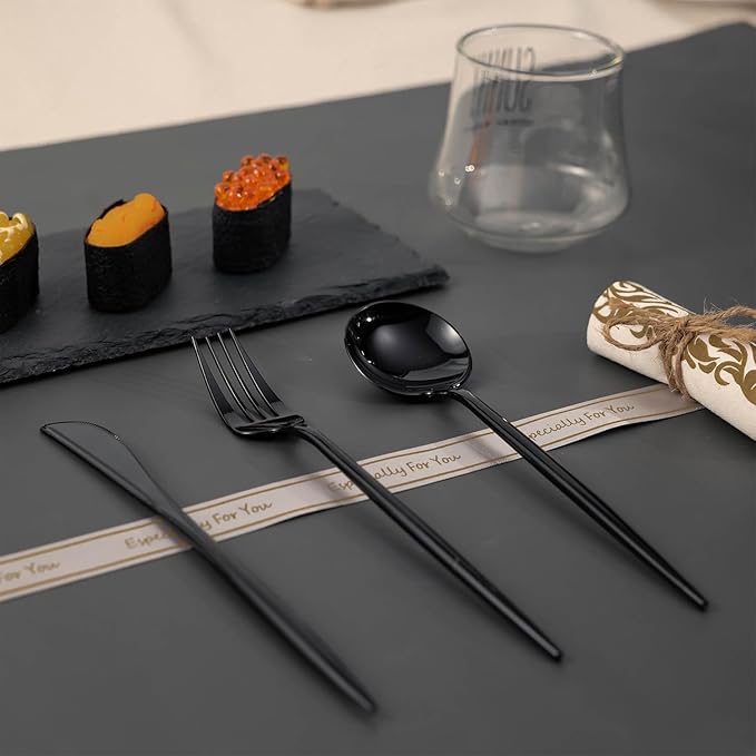 Forks Black Heavy Duty Disposable Silverware Set, 180 Pieces