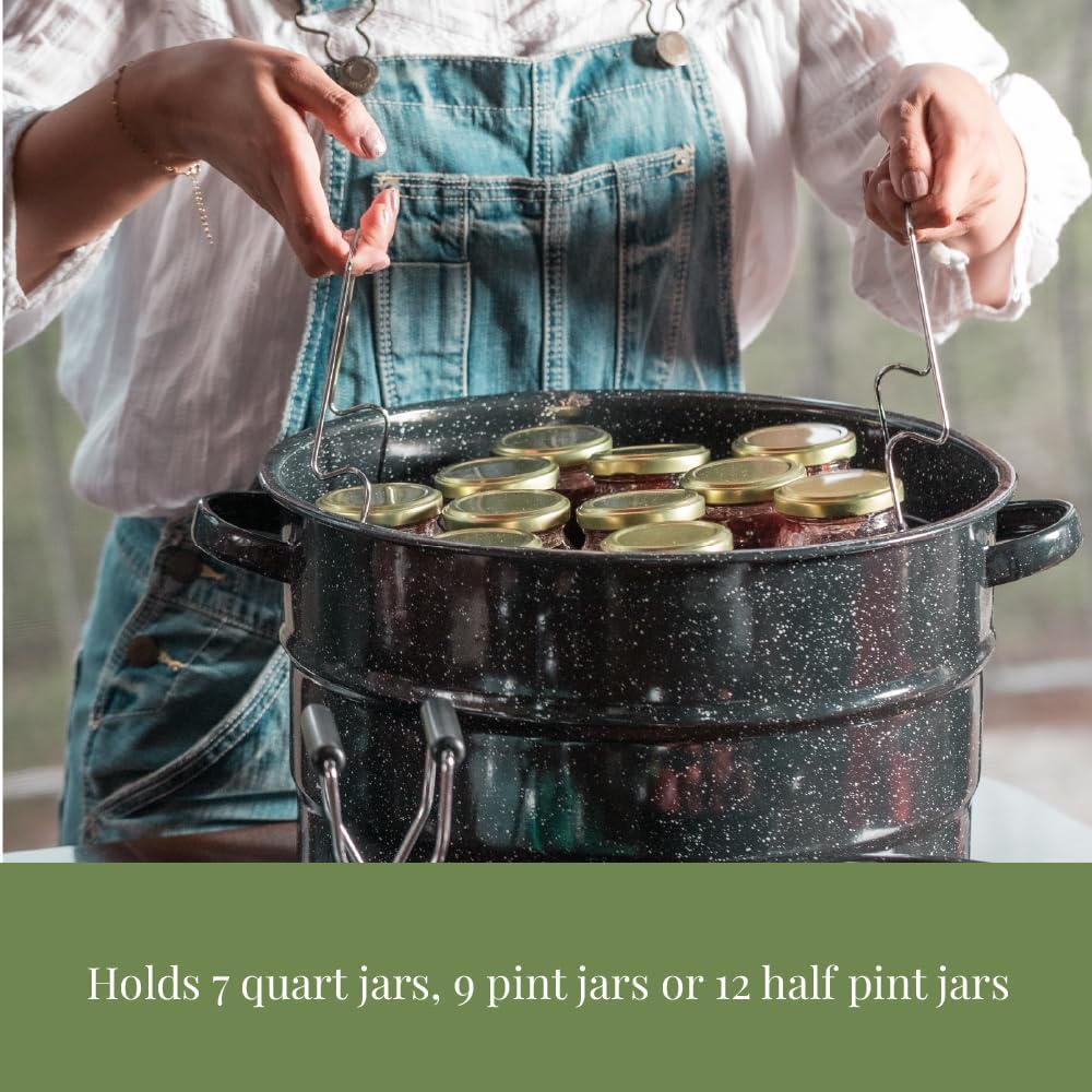 Canning Pot with Rack - 8 Piece Set Enamelware Water bath canner - Canning – size reference