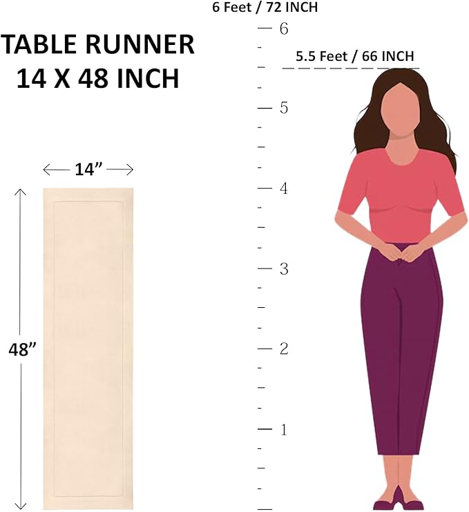 Pumpkin Table Runner, 75% Cotton 25% Linen Blend, 14x48 Inch
