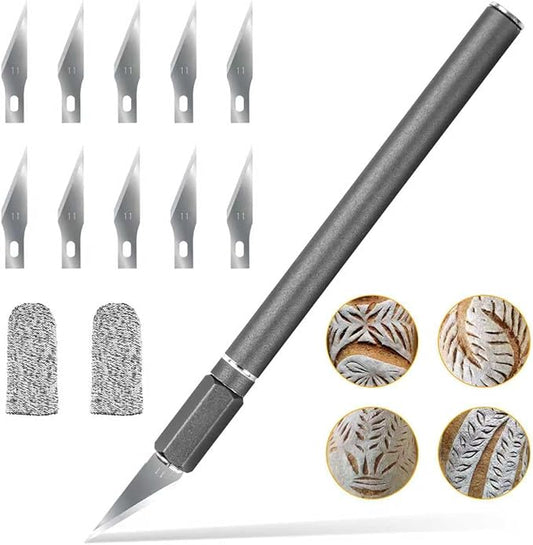 Upgraded Bread Lame with 10 Blades - Professional sourdough Scoring Tool for bread scoring tool, Safety Cover & Ergonomic Handle - Premium Bread Scoring Knife for Artisan Bread Making