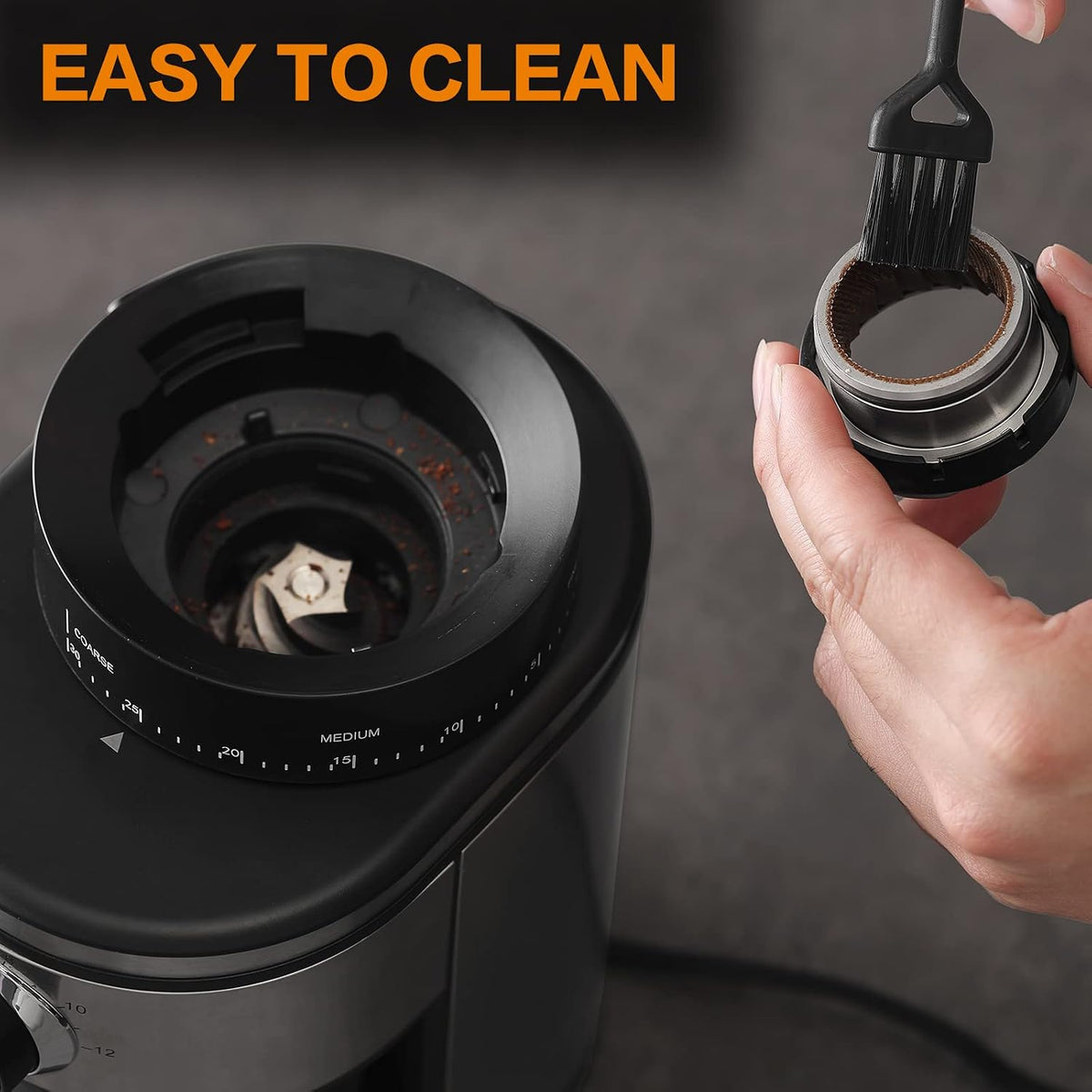 Burr Coffee Grinder, Electric Conical Coffee Bean Grinder With 30 Adjustable – size reference