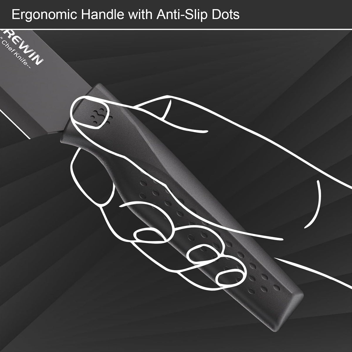 Knife Set, 8PC Kitchen Knife Set with Universal Block and Scissors – alternate view