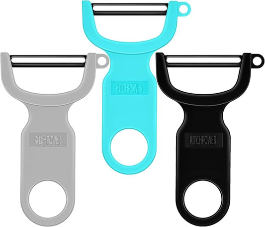 Original Vegetable Fruit Peeler Carbon Steel Blade 3 Pack Grey/Blue/Black…