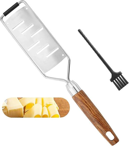 Professional Cheese Grater Stainless Steel,Multi-Purpose Grater With Wood Handle for Cheese, Ginger, Lemon, Garlic, Nutmeg,Fruits,Chocolate & Spices-Wideboard (Slice)