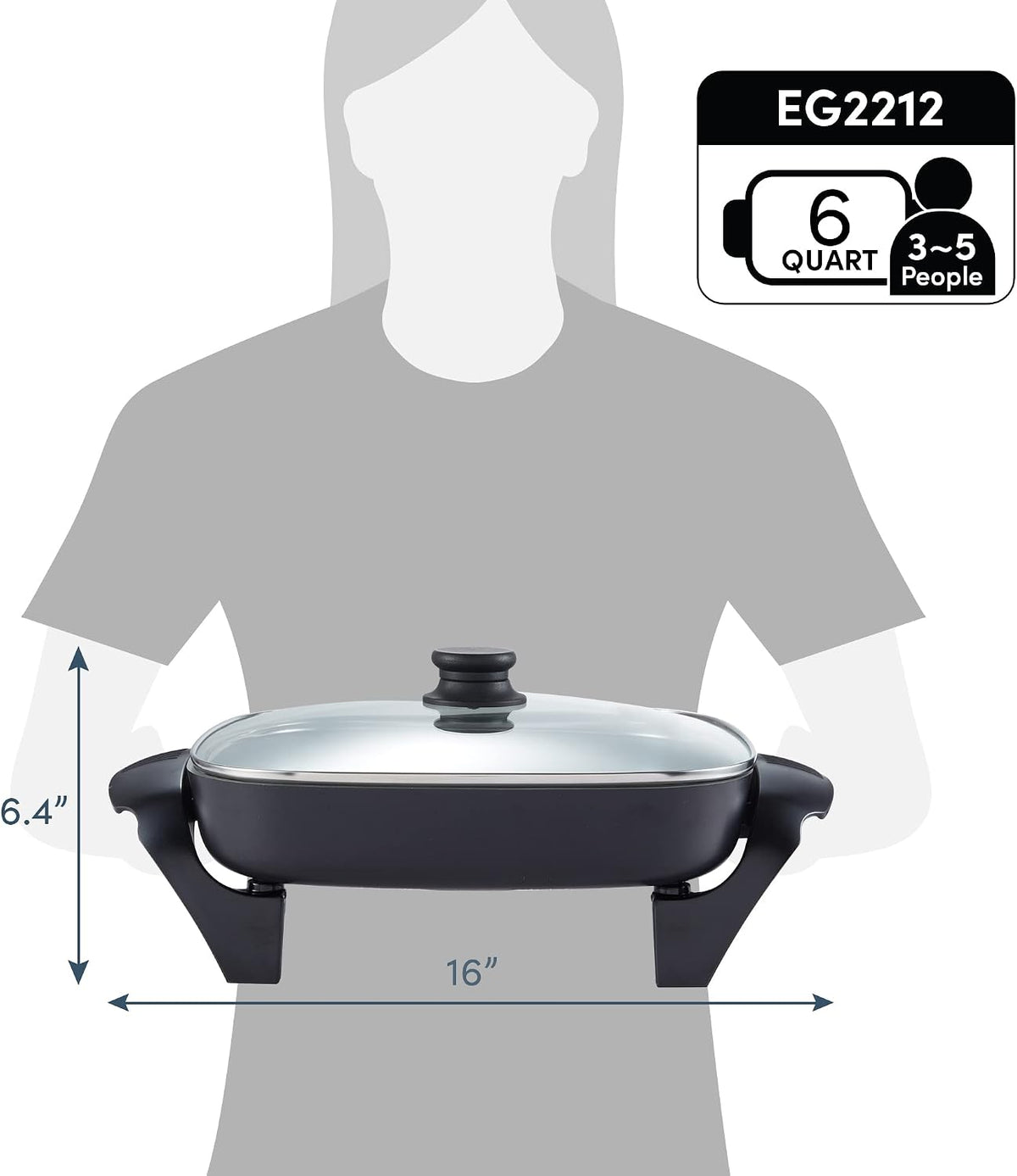 12" Ceralast™ PFAS-Free Ceramic Electric Skillet, 1200W – set view