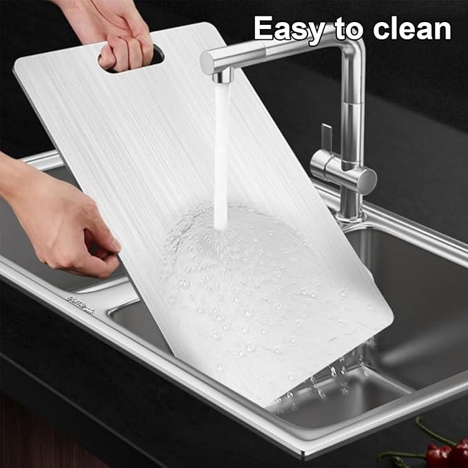 Katuchef Titanium Cutting Board,2026 New 100% Pure Titanium Cutting Boards for Kitchen,Non toxic Doubld-Side Durable Chopping Boards, Easy to Clean and Store(2PCS-M+L)