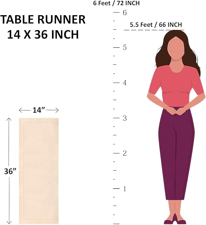 Table Runner, 100% Flax Linen Hemstitch, Cinnamon, 14 x 36 Inch