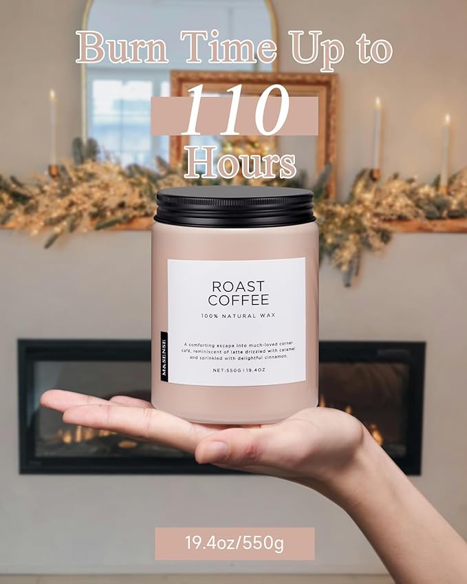 Jar Candles, Roasted Coffee Scent, 19.4 oz Soy and Vegetable Wax