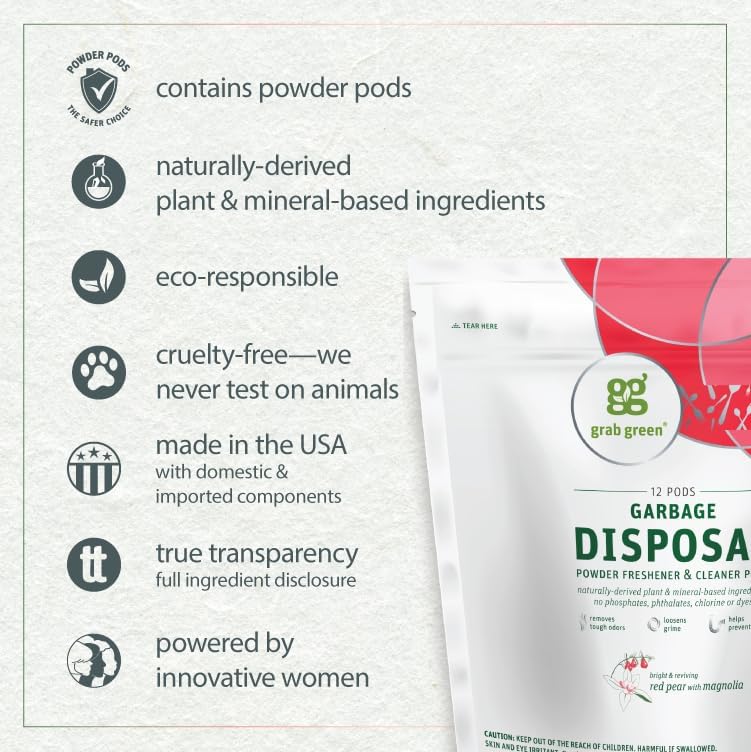 Garbage Disposal Cleaner, 48 Pods, Red Pear & Magnolia – close-up