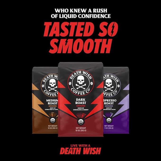 Death Wish Coffee, Single Serve Pods - Dark Roast Coffee Pods - Made with USDA Certified Organic, Fair Trade, Arabica and Robusta Beans (20 Count)