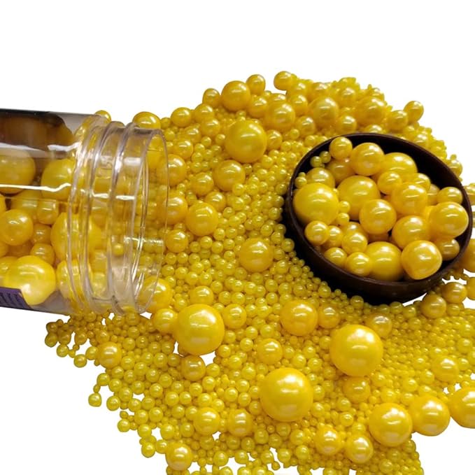 Sprinkles: Yellow Edible Sugar Pearls, 4.23 oz for Cakes and Cookies