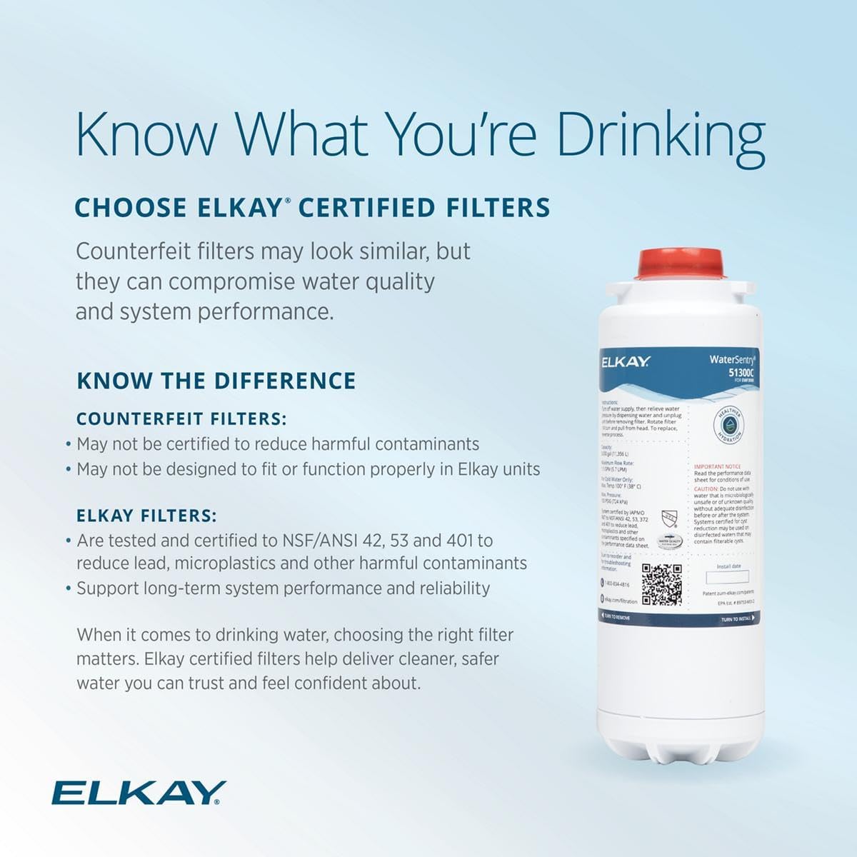 Elkay Genuine WaterSentry 51300C Replacement Filter – features
